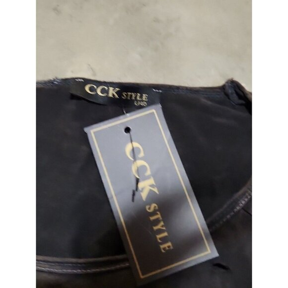 CCK Style Anthracite 'Peace' Bedazzled Distressed Tee Women's Size Lg/40 - Picture 4 of 5